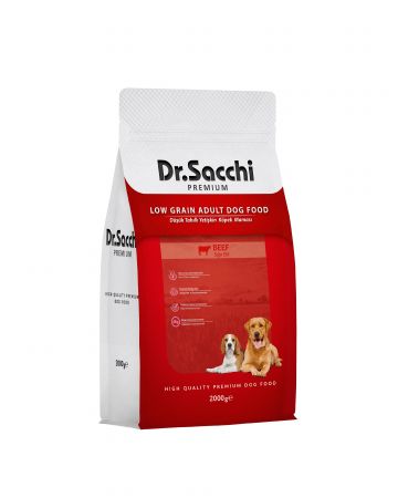 Dr.Sacchi Premium Düşük Tahıllı Sığır Etli Yetişkin Köpek Maması 2 Kg