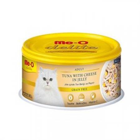 Meo Delite Tahılsız Jöleli Ton Balıklı ve Peynirli Yetişkin Konserve Kedi Maması 80 Gr