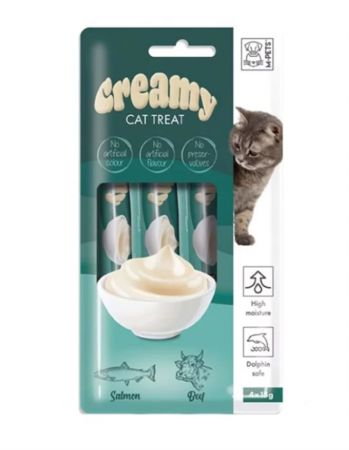 M-Pets Creamy Somonlu ve Biftekli Sıvı Kedi Ödülü 15 Gr 4 Adet