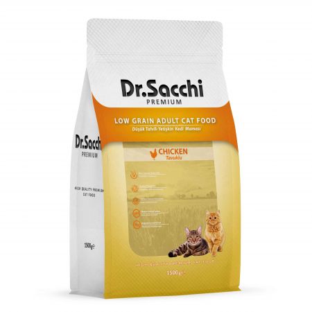 Dr.Sacchi Premium Düşük Tahıllı Tavuklu Kedi Maması 1,5 Kg