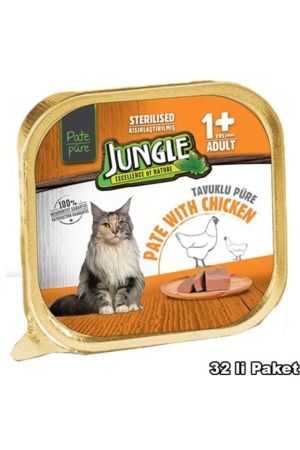Jungle Pate Ezme Tavuklu Kısırlaştırılmış Kedi Maması 32x100 gr