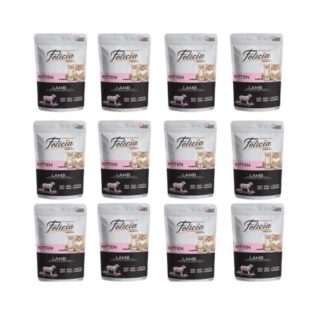 Felicia Tahılsız Kuzu Etli Yavru Kedi Yaş Maması 12x85g
