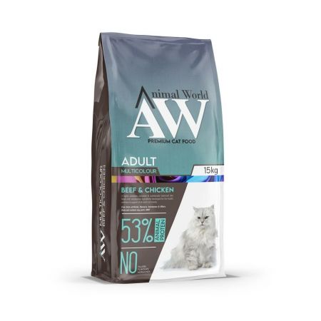 Animal World Multicolour Biftek ve Tavuk Etli Yetişkin Kedi Maması 15 Kg