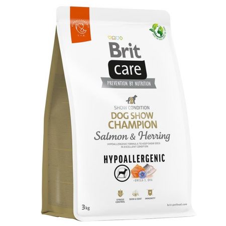 Brit Care Hypoallergenic Dog Show Champion Somonlu ve Ringa Balıklı Yetişkin Köpek Maması 3 kg