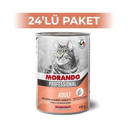 Morando Karidesli ve Somonlu Konserve Kedi Maması 405 gr 24 Adet