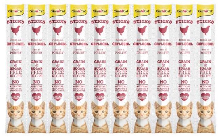 GimCat Sticks Tahılsız Kümes Hayvanlı Ödül Çubuğu 10'lu