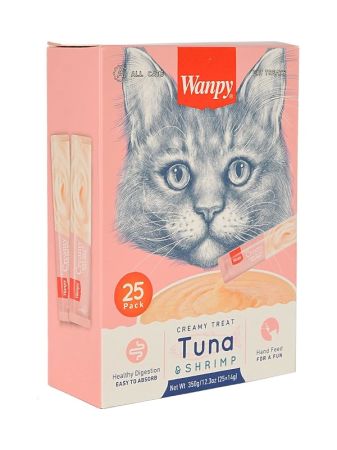 Wanpy Ton Balığı ve Karidesli Krema Kedi Ödül Maması 25 x 14 gr