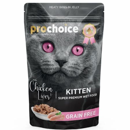 Pro Choice Tahılsız Kitten Tavuk ve Ciğerli Yavru Konserve Kedi Maması 85 Gr
