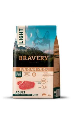 Bravery Iberian Pork Büyük ve Orta Irk Domuz Etli Tahılsız Light Yetişkin Köpek Maması 12 Kg