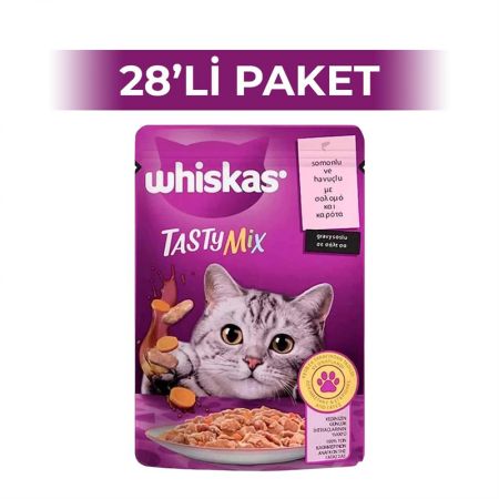 Whiskas Pouch TastyMix Soslu Somonlu ve Havuçlu Yetişkin Kedi Konservesi 85 gr 28 Adet