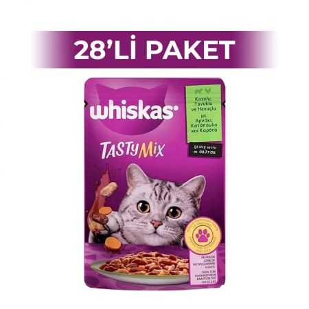 Whiskas Pouch TastyMix Soslu Kuzulu Tavuklu ve Havuçlu Yetişkin Kedi Konservesi 85 gr 28 Adet