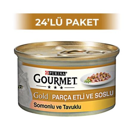 Purina Gourmet Gold Somon ve Tavuk Kedi Konservesi 85 gr 24 Adet