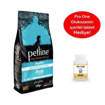 Petline Super Premium Somonlu Düşük Tahıllı Yavru Köpek Maması 12 Kg + Glukozamin İçerikli Tablet HEDİYE