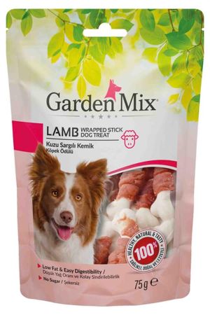 Garden Mix Kuzu Sargılı Kemik Düşük Yağlı Şekersiz Köpek Ödül Maması 75 Gr