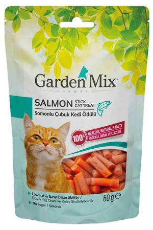 Garden Mix Somonlu Düşük Yağlı Şekersiz Stick Kedi Ödül Maması 60 Gr