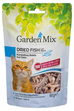 Garden Mix Kurutulmuş Balıklı Düşük Yağlı Şekersiz Kedi Ödül Maması 60 Gr