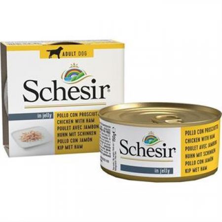 Schesir Jelly Pouch Tavuklu ve Domuzlu Fileto Konserve Yetişkin Köpek Maması 150 Gr