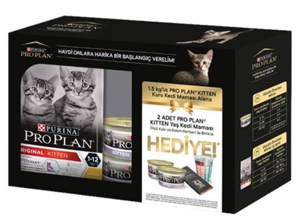 Pro Plan Tavuklu Pirinçli Yavru Kedi Mamasi 1,5 Kg + 2 Adet Kitten Konserve ve Ölçü Kabı Hediyeli
