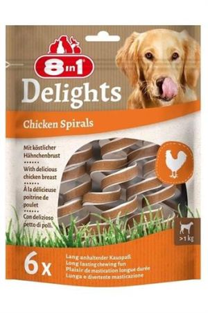 8in1 Smart Delights Chicken Spirals Tavuklu Burgu Köpek Ödülü 6lı