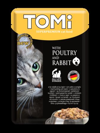Tomi Pouch Tavşanlı ve Kanatlı Yetişkin Kedi Konservesi 100 Gr