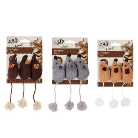 Afp Lambswool Üçlü Tüylü Fare Kedi Oyuncağı
