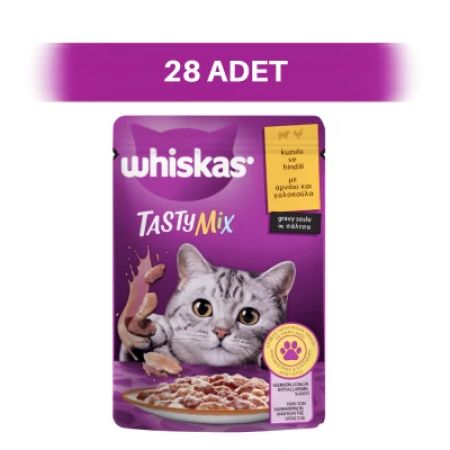 Whiskas TastyMix Hindili ve Kuzulu Pouch Yetişkin Kedi Yaş Maması 28 x 85 gr