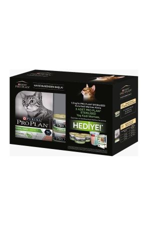 Pro Plan Sterilised Somonlu Yetişkin Kedi Maması 1,5 kg + 3 Adet Sterilised Pouch Kedi Yaş Maması