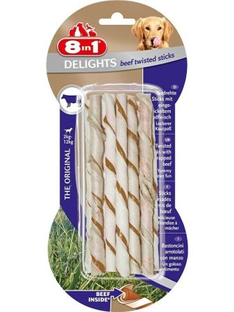 8in1 Delights Bones Köpekler İçin Biftekli Twested Sticks 10'lu