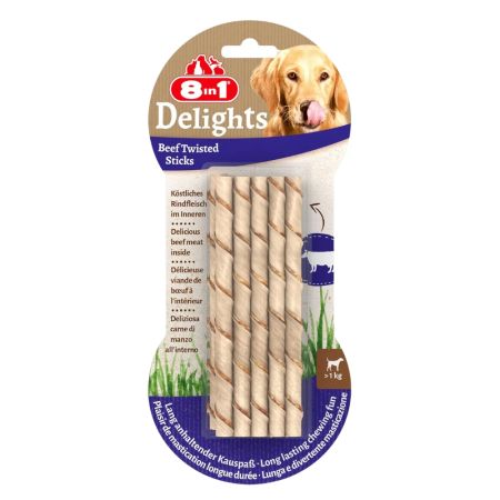 8in1 Delights Twisted Sticks 10'lu Biftekli Köpek Ödül Çubuğu 55 gr