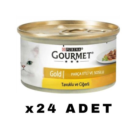 Gourmet Gold Soslu Parça Etli Tavuklu Ciğerli Yetişkin Kedi Konservesi 85 Gr x 24 ADET