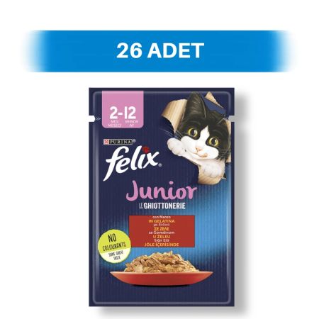 Felix Sığır Etli Pouch Yavru Kedi Yaş Maması 26 x 85 gr