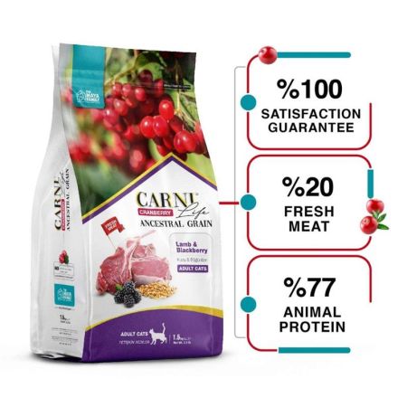 Carni Life Kuzu Eti ve Böğürtlenli Yetişkin Kedi Maması 10 kg