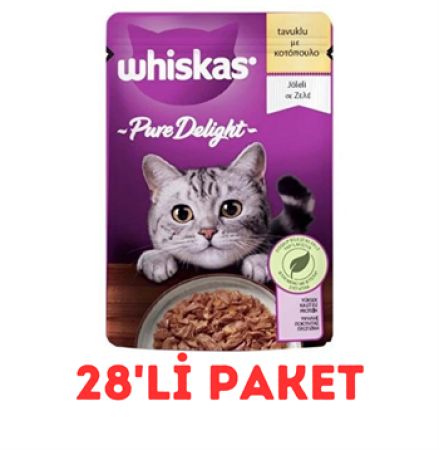Whiskas Pouch Pure Delight Jöle İçinde Tavuklu Yetişkin Kedi Konservesi 85 Gr 28'Lİ PAKET