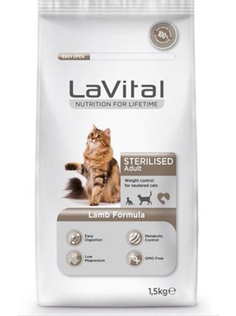 La Vital Sterilised Kuzu Etli Kısırlaştırılmış Yetişkin Kedi Maması 1.5 KG