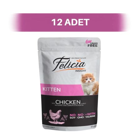 Felicia Tahılsız Tavuklu Pouch Yavru Kedi Yaş Maması 12 x 85 gr