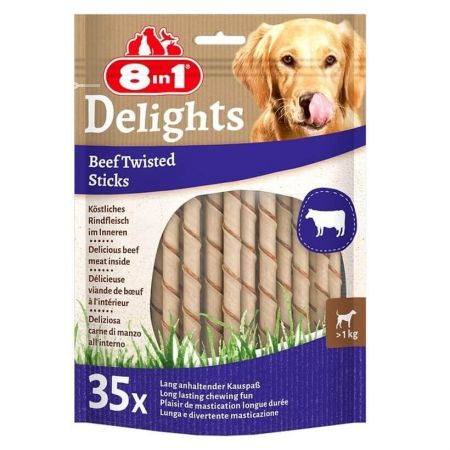 8in1 Delights 35'li Biftekli Burgu Köpek Ödül Çubuğu 190 gr
