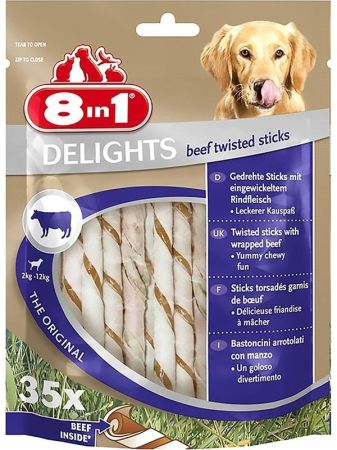 8in1 Delights Köpekler Için Biftekli Ödül Çubuğu 35 Adet