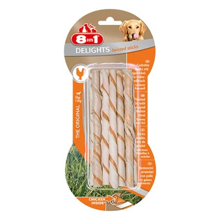 8in1 Delights Twisted Sticks 10'lu Tavuklu Köpek Ödül Çubuğu 55 gr