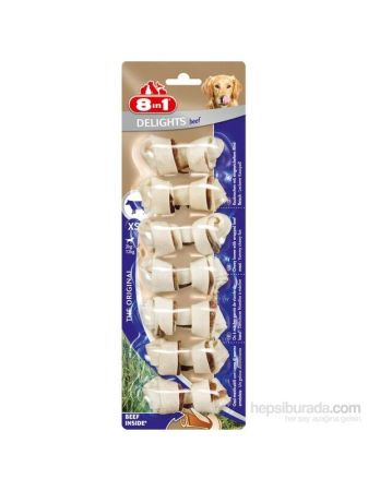 8in1 Delights Bones Köpekler için Biftekli Ödül Kemiği (XS) 7 Adet