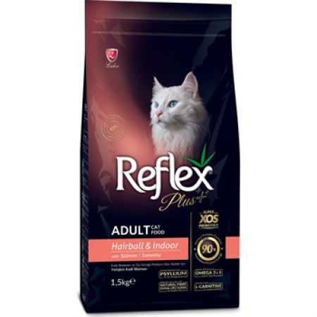 Reflex Plus Hairball & İndoor Somonlu Yetişkin Kedi Maması 1.5 KG