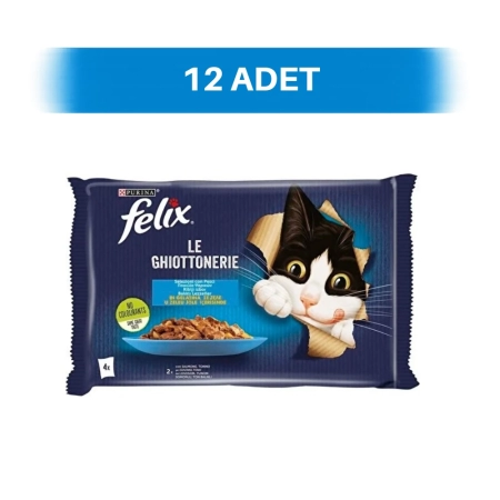 Felix Somonlu ve Ton Balıklı Pouch Yetişkin Kedi Yaş Maması 12 x 4 x 85 gr