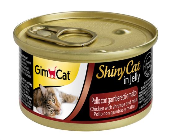 GimCat Shinycat Konserve Kedi Maması Tavuk Karides Malt 70 Gr (24 Adet)
