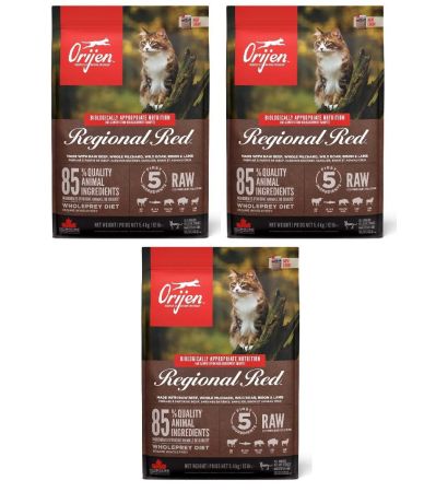 Orijen Regional Red Tahılsız Sığır Etli Yetişkin Kedi Maması 1,8 Kg (3'lü Paket)