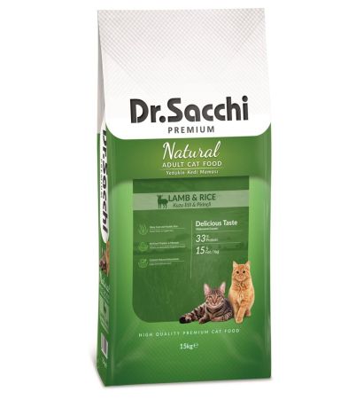 Dr.Sacchi Premium Natural Kuzu&Pirinç Yetişkin Kedi Maması 15 kg