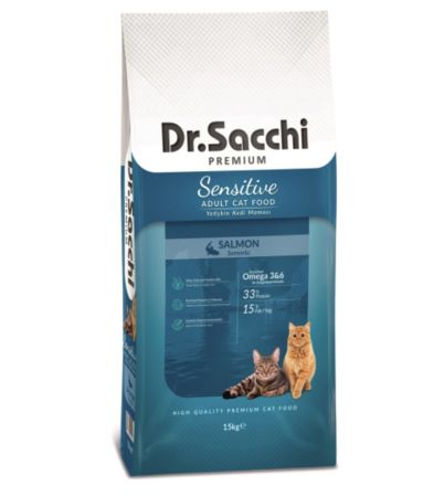 Dr.Sacchi Premium Sensitive Somonlu Yetişkin Kedi Maması 1.5 kg