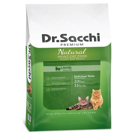 Dr.Sacchi Premium Düşük Tahıllı Kuzu Etli Yetişkin Kedi Maması 1,5 Kg