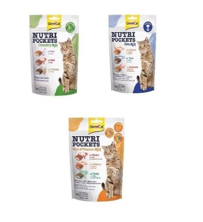 GimCat Nutri Pockets Malt Vitamin Mix Kedi Ödülü  150 gr +  Sea Mix Kedi Ödülü 150 gr + Country Mix Kedi Ödülü 150 g 