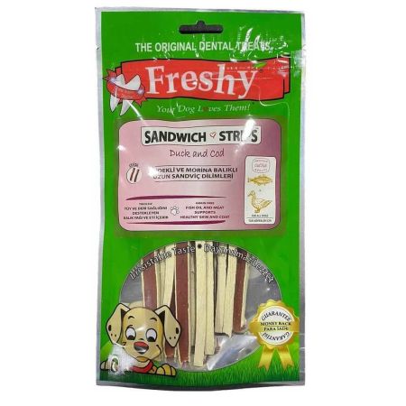 Freshy Sandwich Strips Ördekli ve Morina Balıklı Köpek Ödülü
