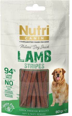 Nutri Canin Lamb Stripes Tahılsız Kuzulu Köpek Ödülü  80 Gr