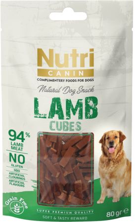 Nutri Canin Lamb Cubes Tahılsız Kuzulu Köpek Ödülü  80 Gr